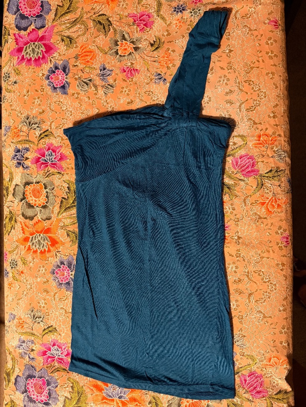 Free People teal one shoulder tank XS vintage Y2K